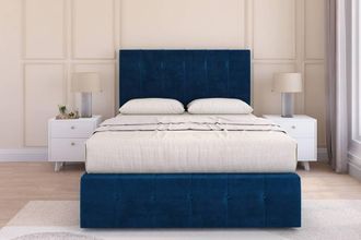 Sloomy Cambridge Plush Divan Set 2 Drawers-26 Headboard-Footboard in Navy | Size: Super King
