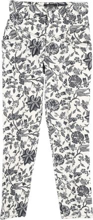 Isabel Marant Lorrick Cropped Floral-Print Jeans in White Cotton