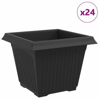 vidaXL Maceta Cuadrada Para Flores 24 Pcs Negro 28,5 X 28,5 X 22 Cm Vidaxl