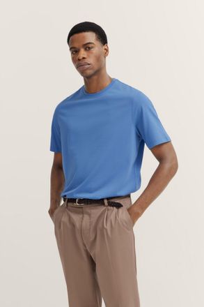 Bugatti T-Shirt BUGATTI, Herren, Gr. 3XL, blau (340, blaugrau), 100% Baumwolle, unifarben, normal, Rundhals, gerader Abschluss, Shirts T-Shirt, mit Rundhals