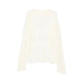 Isabel Benenato Round-neck Knitwear, male, White, Size: L Crew Neck Sweater