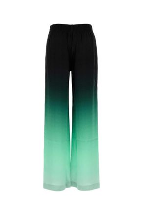 Casablanca Womens Embroidered Satin Wide-Leg Pant Gradient Main: Silk Pantaloni