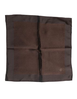 Dolce & Gabbana Mens Brown Logo Silk Square Handkerchief Scarf