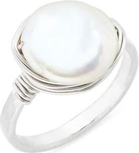 Nashelle Semiprecious Stone Wire-Wrapped Ring in Sterling Silver /Pearl at Nordstrom, Size 8