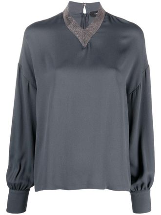 Fabiana Filippi Blouse verfraaid met kralen - Grijs