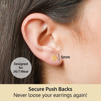 MAX + STONE 14k Yellow or White Gold Small Script Initial Letter Stud Earrings