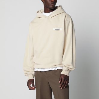 Jacquemus Felpa beige con logo in Gros Grain