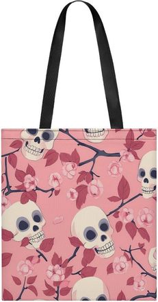 Generic Cherries Flowers Skulls Womens Tote Casual Shopping Bag Lightweight Shoulder Bags Hobos Handbag for Work Travel Daily 35x40cm