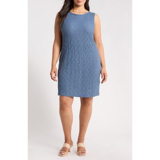 Eileen Fisher Bateau Neck Textured Organic Cotton Blend Dress in Cldsp at Nordstrom, Size 1X
