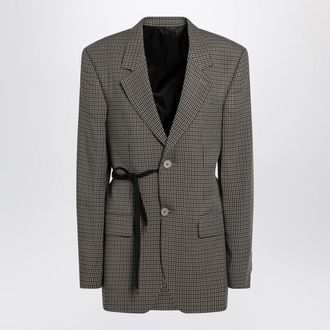 Balenciaga Vichy-Pattern Jacket With Side Lace Detail