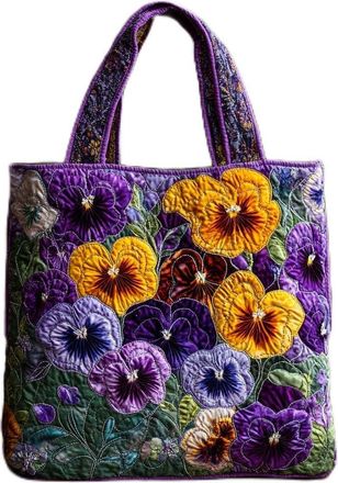 Generic Vintage Quilted Tote Bag for Women, Aesthetic Cotton Shoulder Bag with Literary Book & Floral Embroidery Lightweight Hobo Purse for World Book Day & M