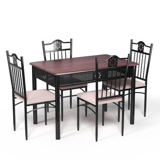 Costway Costway 5 Pieces Dining Table Chairs Set for 4 Person in Dark Brown