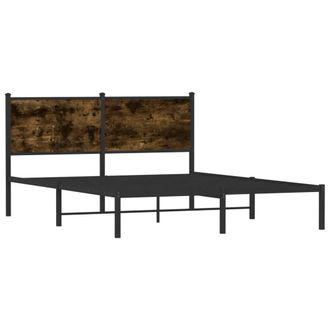 Berkfield Home Metal Bed Frame without Mattress Smoked Oak 137x190 cm in Brown