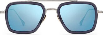 Dita Eyewear Flight.006 Bold Rectangular Metal Acetate Sunglasses with Textured Detailing