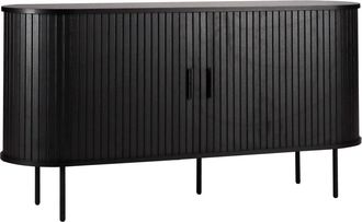 Oviala Aparador 2 puertas en melamina y acero 140 cm negro