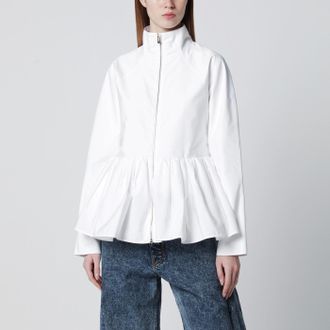 Alaia Giacca Peplum in popeline di cotone bianca
