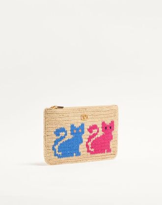 Valentino Garavani Pochette Raffiachat In Rafia Con Ricamo Donna NATURALE UNI