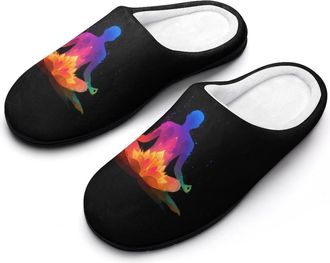 Generic Colorful Lotuses Chakra Energy Mens Slippers Comfortable And Non-slip Cotton Slipper Shoe for House