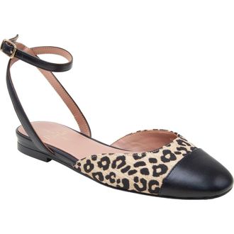 Linea Paolo CTCB Ankle Strap Flat in Tan Leopard/black at Nordstrom Rack, Size 6.5