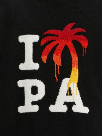 Palm Angels Intarsia-Knit Logo Sweatshirt - Black