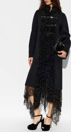 Fendi Wool Coat With Single Vent, Womens, Black