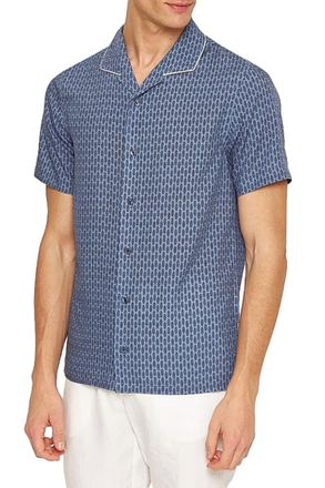 Orlebar Brown Hibbert Perez Camp Shirt In Springfield Blue