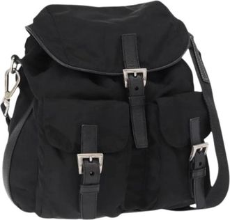 Prada Pre-owned Nylon Rugzak - Dames - Vintage Rugzakken - Zwart - ONE Size - Nylon - Vintage