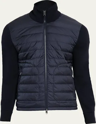 Moncler Mens Archivio Basic Puffer Wool Sleeve Cardigan