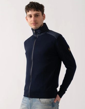 Belstaff Mens Belstaff Kelby Mens Merino Wool Zip Cardigan - Dark Ink - Navy - Size: 38