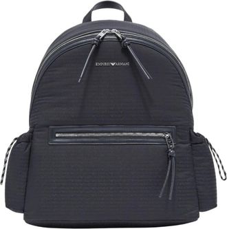 Emporio Armani Nylon Rugzak met Monogram Letters - Heren - Rugzakken - Blauw - ONE Size - Nylon - Tassen