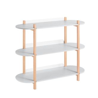 SoBuy Sobuy Biblioteca De 3 Niveles, Estante De Almacenamiento, Estante De Pie De Madera De 3 Pisos, Mesa De Entrada, Mesa Consola Para Sal&oacute;n, Oficina, Habi
