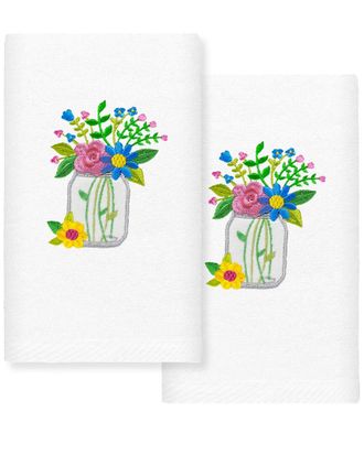 Linum Home Textiles Country Bouquet Embroidered Luxury 100% Turkish Cotton Hand Towels (Set Of 2)