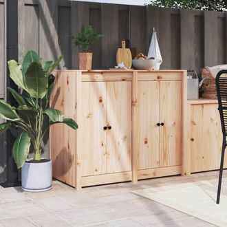 Berkfield Home Outdoor Kitchen Cabinet Solid Wood Pine in Brown