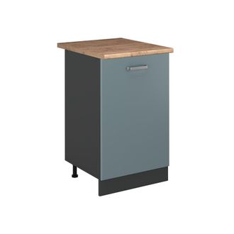 Vicco Mueble Bajo De Cocina R-line, Gris Azulado/antracita, 50 Cm Encimera Roble Dorado, Vicco