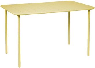 Sweeek 4-seater metal garden table, yellow, Amelia, 120x70cm, rustproof finish, slats and rounded edges