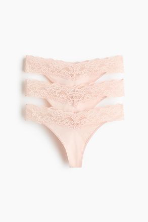 H&M 3er-Pack Tangas aus Mikrofaser und Spitze - Orange