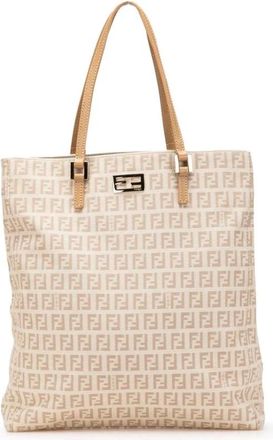 Fendi Pre-owned Tote Bags, female, Beige, Size: ONE SIZE Pre-owned Jacquard Shopper Tote