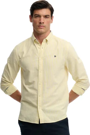 Superdry Overhemd Superdry geel wit gestreept slim fit
