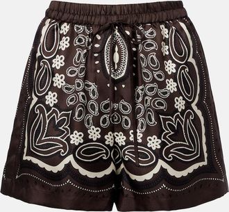 Nili Lotan Frances printed silk twill shorts