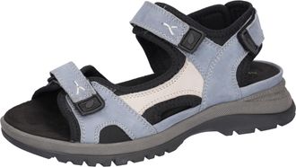 Waldl&auml;ufer Trekkingsandale WALDL&Auml;UFER H-Sora, Damen, Gr. 8,5 (42,5), blau (jeansblau, grau, schwarz), Nubukleder, Textil, Schuhe Trekkingsandale, Outdoorschuh, S