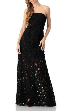 Ivonne Strapless Pearl Embellished Gown in Black at Nordstrom, Size 14