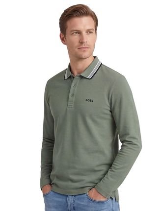 HUGO BOSS BOSS Green Plisy polo lange mouw groen Big & Tall