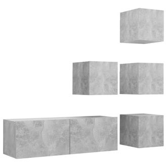 vidaXL Set De Muebles De Sal&oacute;n 6 Pzas Madera Ingenier&iacute;a Gris Hormig&oacute;n Vidaxl