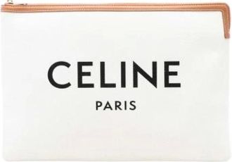 Celine Pre-owned Clutches, female, White, Size: ONE SIZE Pre-owned Canvas Clutch