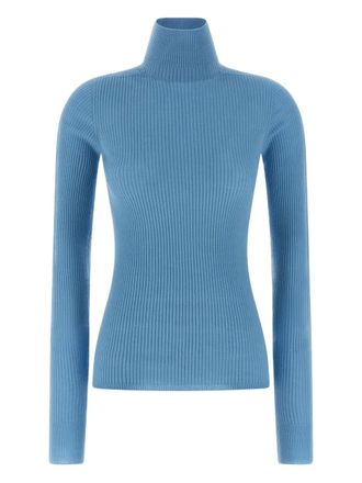 Sportmax ribbed-knit turtleneck top - Blue