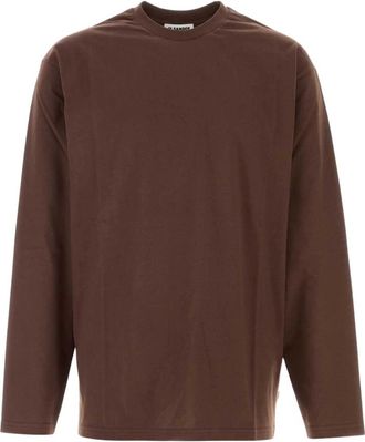 Jil Sander T-shirt met lange mouwen van katoen - Heren - Longsleeves - Bruin - XL - Katoen - Tops