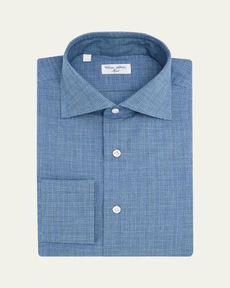 Cesare Attolini Mens Cotton Tonal Plaid Sport Shirt