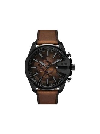 Diesel Mega Chief Slim 48mm - men - stainless steel/Calf Leather - One Size - Brown