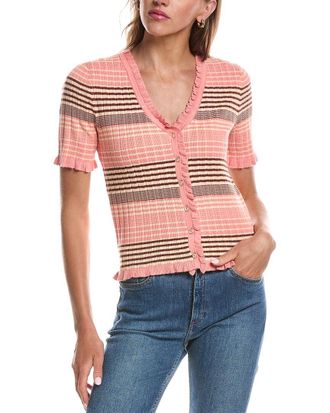 Shelli Segal Laundry By Shelli Segal V-Neck Ruffled Button Front Top