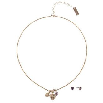 Hallmark Gold Tone Nana Rose Pendant Necklace and Earring Set in Purple-Gold at Nordstrom